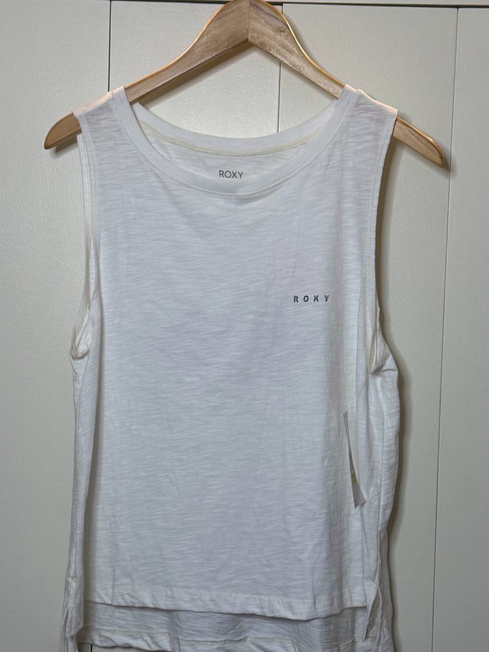 Roxy Cream Scoop Neck Tank with Subtle Logo